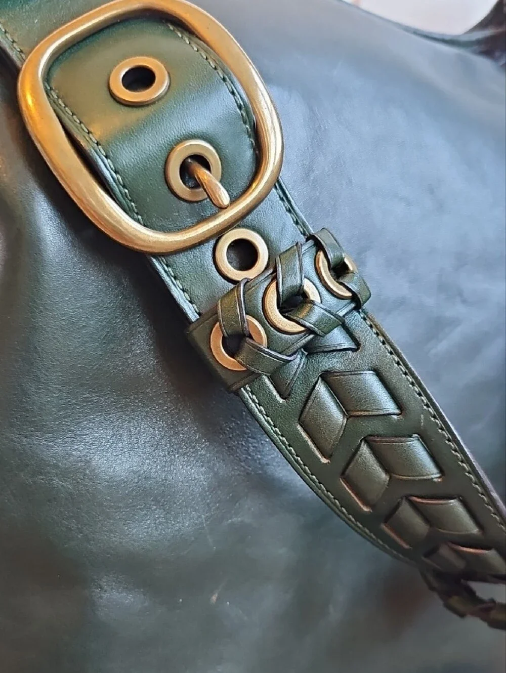 Coach 2007 XL Bleecker Duffle Bag NWT Elusive Bottle Green Leather 11423